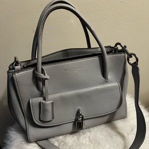 Marc Jacobs Lock That light grey leather satchel